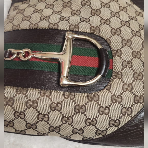 Gucci Monogram Canvas Web Horsebit Hasler Hobo Bag - Picture 12 of 14